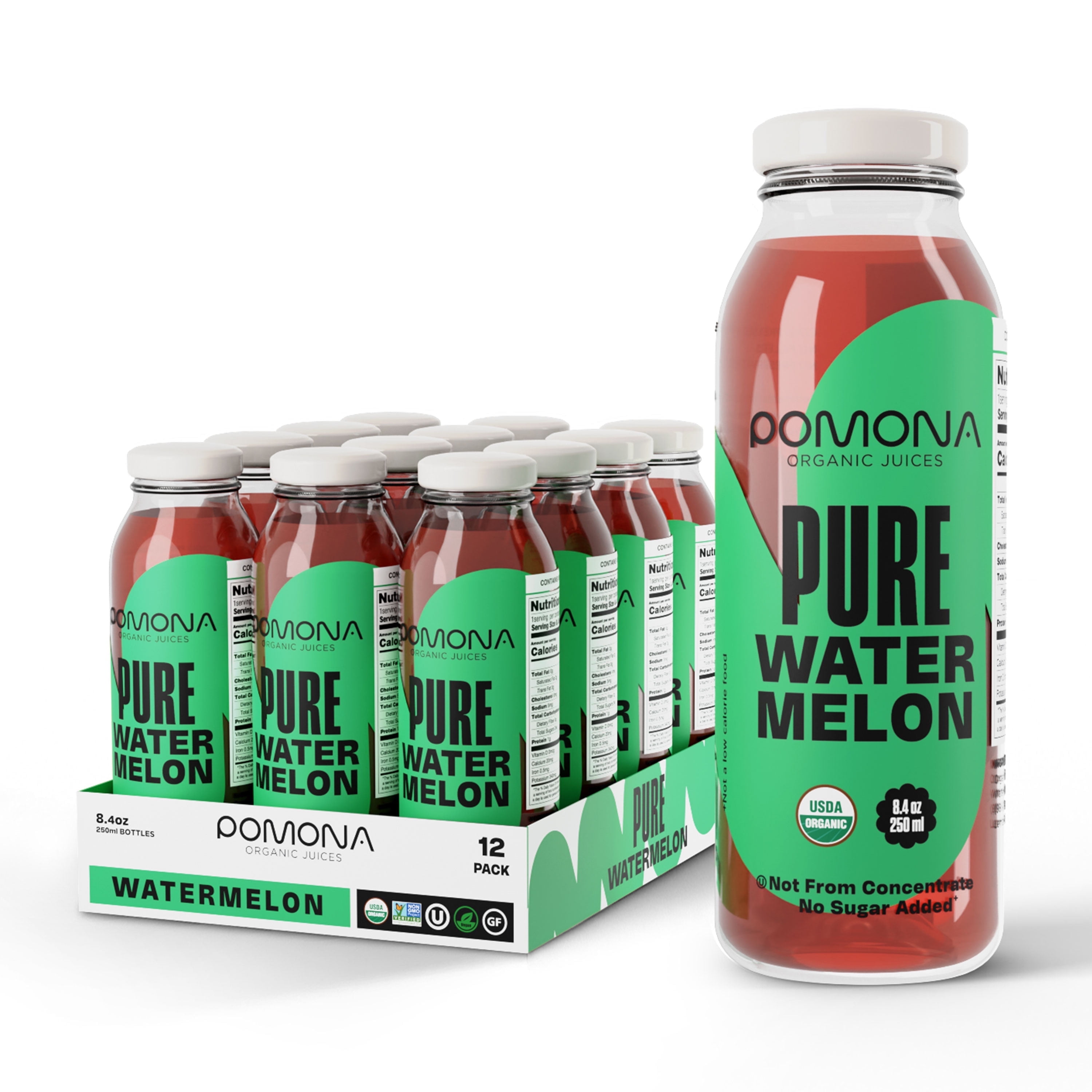 Pomona Organic Juices Watermelon Juice, 8.4 oz, 12 Pack