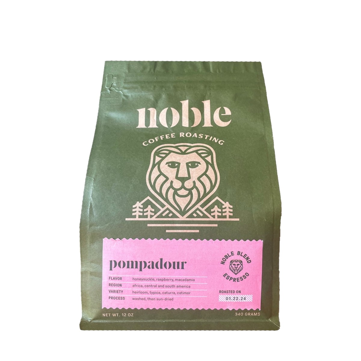 Pompadour Elegant Espresso - Roasted by Noble Coffee Roasting - Whole Bean Coffee - 12oz Bag