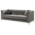 thumbnail image 1 of Pompano 83" Dark Gray Tufted Velvet Loveseat with 2-Throw Pillow, 1 of 5