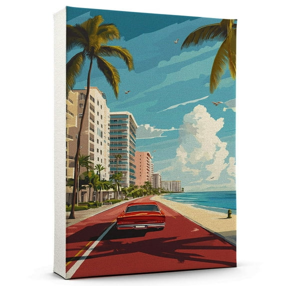 Pompano Beach Vintage Travel Canvass, Florida Canvas Wall Art, Pompano Beach Canvas Wall Art, Florida Wall Art Picture Print Decor - 105AZ1114