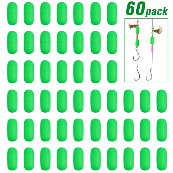VanRolldex Pompano 60 Piece Durable Foam Fishing Floats with 11 Colors and Sizes
