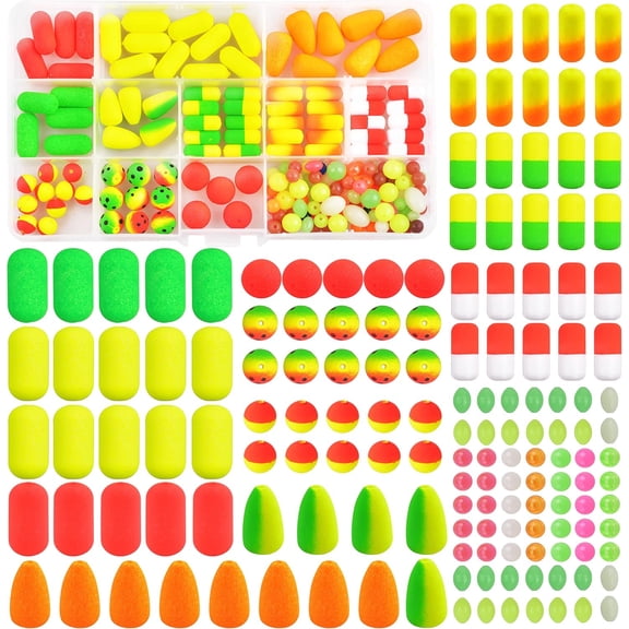 Pompano Rigs Floats Beads Kit,Foam Snell Fishing Floats Bobbers for Surf Fishing Live Bait Walleye Rig Making Accessories Bullet Cylinder Float for Trout Catfish