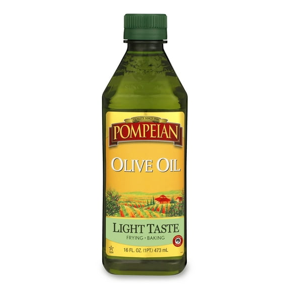 Pompeian Light Taste Olive ZS23 Oil, Light, Subtle Flavor, Perfect for Frying & Baking, Naturally Gluten Free, Non-Allergenic, Non-GMO, 16 FL. OZ.