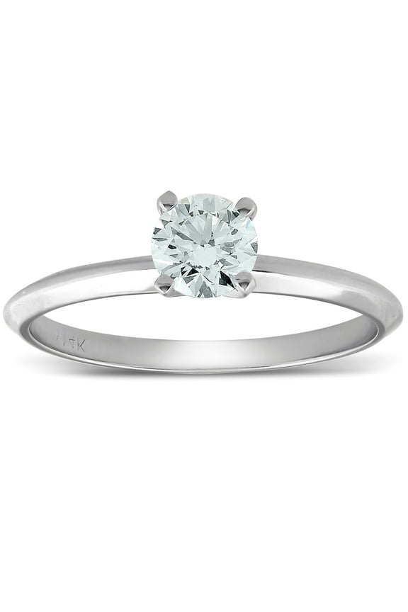 Pompeii 0.35ct Round Diamond Engagement Solitaire Ring 14k white gold (H/I,VS2)