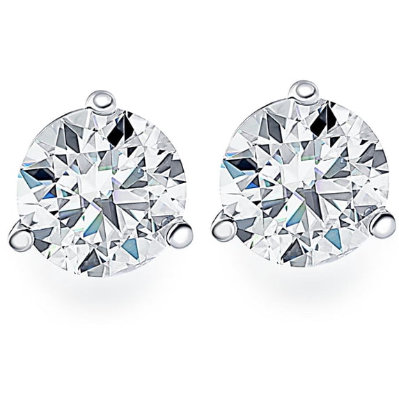 Pompeii 1.00CT Round Brilliant Cut Natural SI Quality Diamond Stud Earrings In 14K Gold