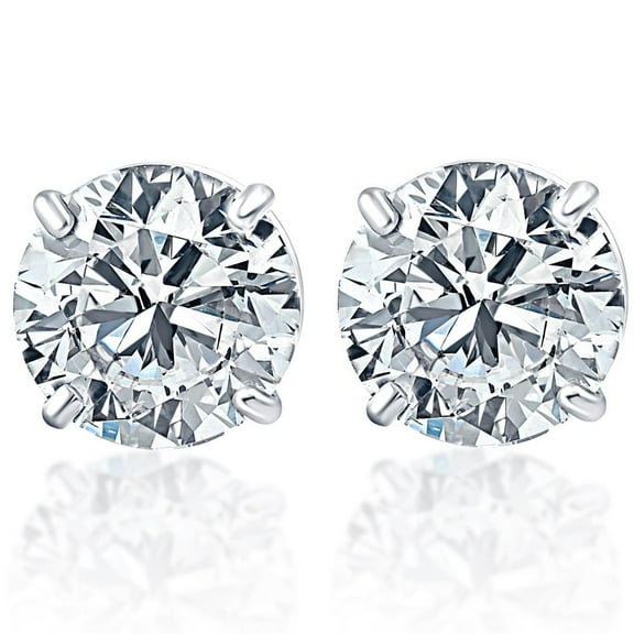 Pompeii 1.00CT Round Brilliant Cut Natural SI Quality Diamond Stud Earrings In 14K Gold