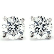 Pompeii 1.00Ct Round Brilliant Cut Natural Diamond Stud Earrings in 14K Gold Setting