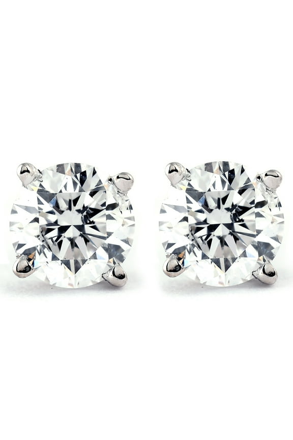 Pompeii 1.00Ct Round Brilliant Cut Natural Diamond Stud Earrings in 14K Gold Setting