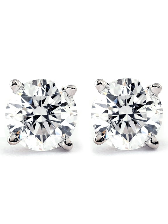 Pompeii 1.00Ct Round Brilliant Cut Natural Diamond Stud Earrings in 14K Gold Setting