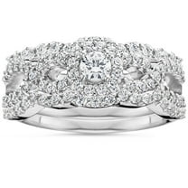 Pompeii 1 1/10Ct Diamond Engagement Bridal Wedding Ring Set 10K White Gold (H/I,I1-I2)