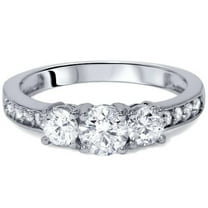 Pompeii 1 1/10ct 3-Stone Diamond Engagement Ring 14K White Gold (H/I,I2-I3)