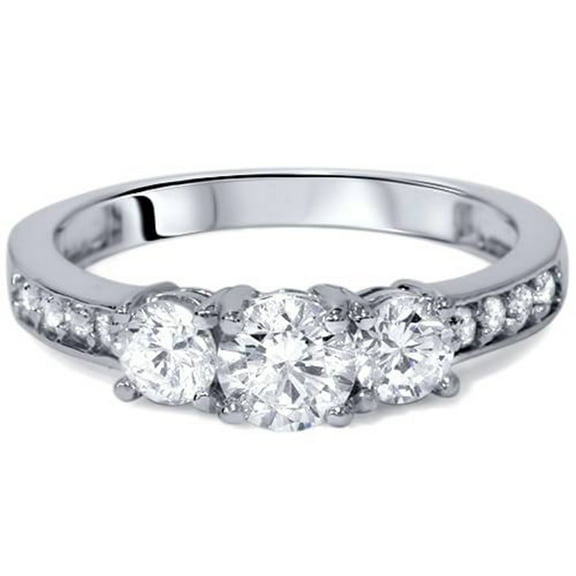 Pompeii 1 1/10ct 3-Stone Diamond Engagement Ring 14K White Gold (H/I,I2-I3)