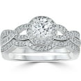 thumbnail image 1 of Pompeii 1 1/10ct Curve Engagement Ring & Matching Wedding Band 14K White Gold (G/H,I1-I2), 1 of 4