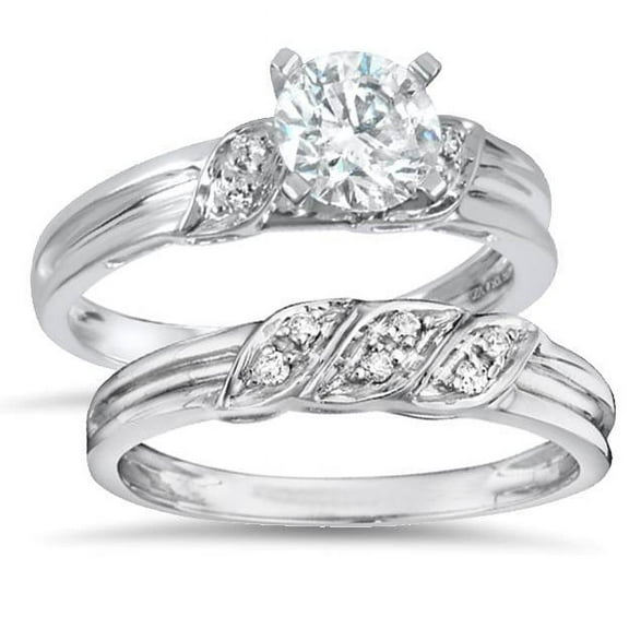 Pompeii 1 1/10ct Diamond Engagement Wedding Ring Set 10k White Gold (H/I,I2-I3)