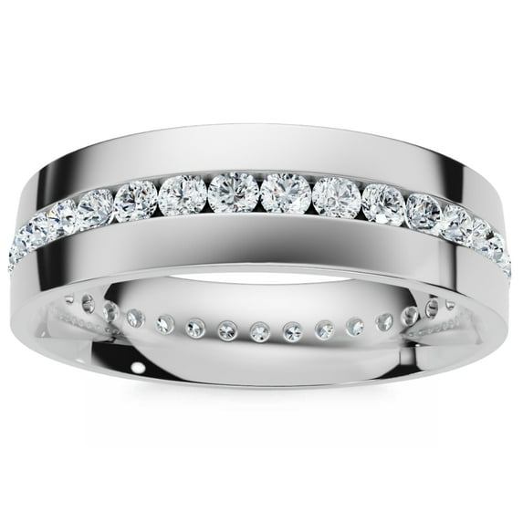 Pompeii 1 1/10ct Diamond Mens Eternity Wedding Ring 8mm 14K White Gold (G/H,I1)