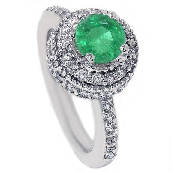 Pompeii 1 1/10ct Emerald Diamond Vintage Ring 14K White Gold (G/H,I1)