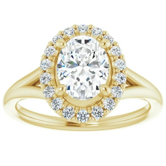 Pompeii 1 1.15Ct Oval Diamond Engagement Ring 14k Yellow Gold Halo Band  (FG,VS)