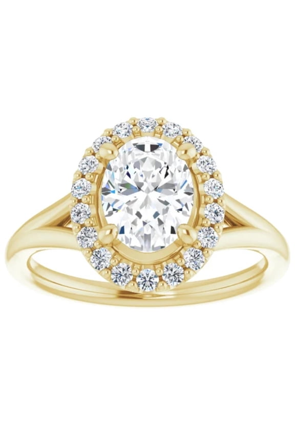 Pompeii 1 1.15Ct Oval Diamond Engagement Ring 14k Yellow Gold Halo Band  (FG,VS)