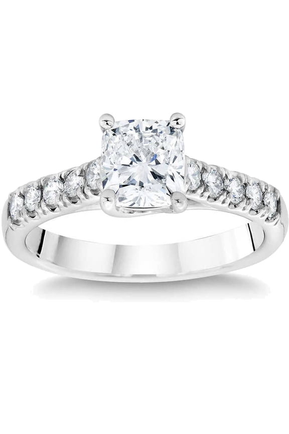 Pompeii 1 1/2 Ct Cushion Diamond Engagement Ring 14k White Gold Lab Grown (GH,VS2-SI1)