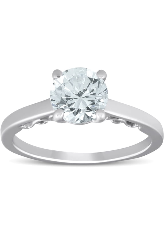 Pompeii 1 1/2 Ct Diamond & CZ Engagement Ring 14k White Gold (((G-H)),VS1-VS2)