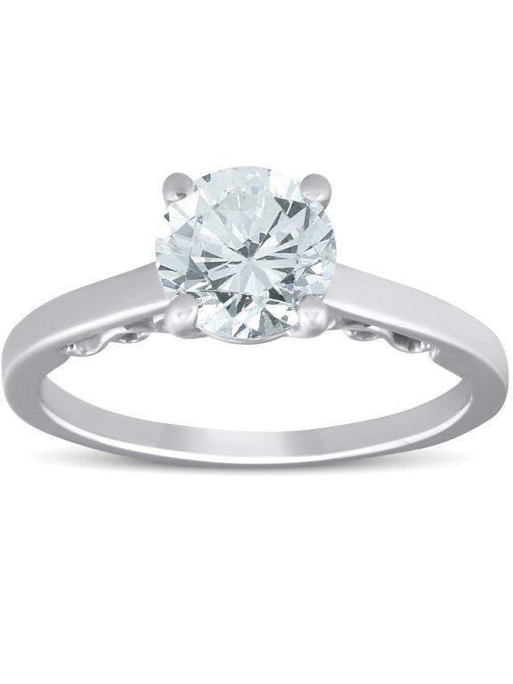 Pompeii 1 1/2 Ct Diamond & CZ Engagement Ring 14k White Gold (((G-H)),VS1-VS2)