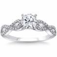 thumbnail image 1 of Pompeii 1 1/2 Ct Diamond Engagement Ring Infinity Twist Band (1ct center) 14k White Gold, 1 of 3