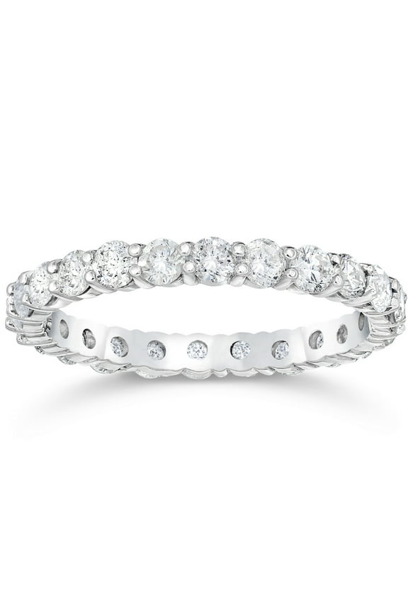 Pompeii 1 1/2 Ct Diamond Eternity Ring Women's Stackable 14k White Gold Band Lab Grown