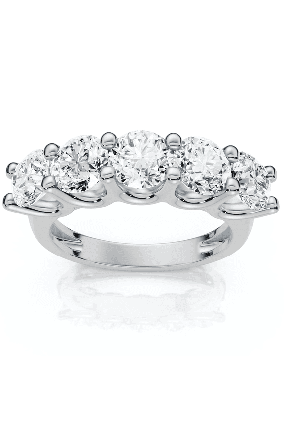 Pompeii 1 1/2 Ct Diamond Five Stone Wedding Ring 14k White Gold Lab Grown Eco Friendly