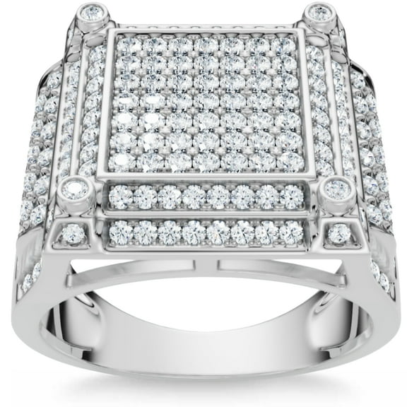 Pompeii 1 1/2 Ct Diamond Men's Multi-Cluster Wide Ring in White or Yellow Gold (I/J,I2-I3)