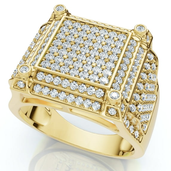 Pompeii 1 1/2 Ct Diamond Men's Multi-Cluster Wide Ring in White or Yellow Gold (I/J,I2-I3)
