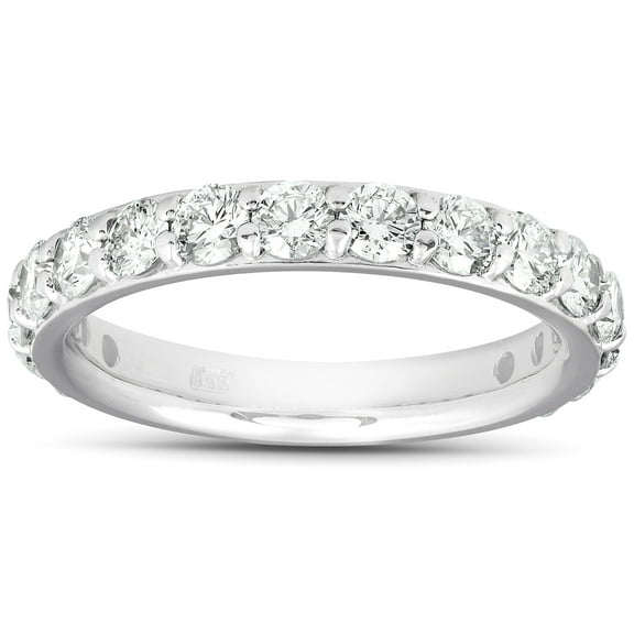 Pompeii 1 1/2 Ct Diamond Wedding Ring 14k White Gold Stackable Anniverary Band (H/I,I1-I2)