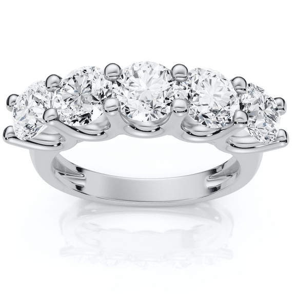 Pompeii 1 1/2 Ct EX3 Lab Grown Diamond Five Stone Wedding Ring 14k White Gold EX3 Lab
