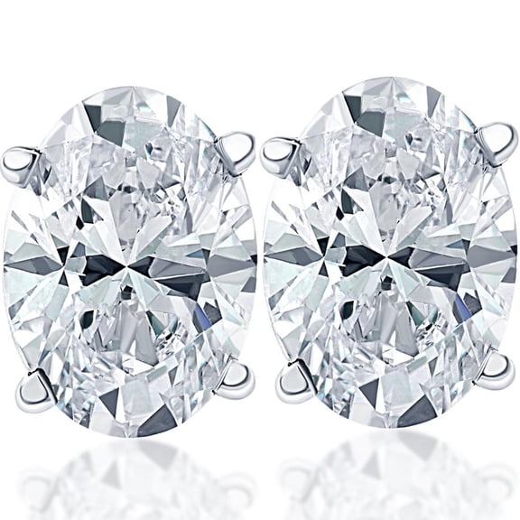 Pompeii 1 1/2 Ct Lab Grown Oval Diamond Studs 14k White Gold Earrings ((J-K),(VS1))
