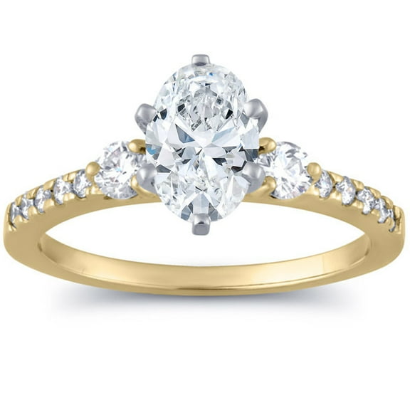 Pompeii 1 1/2 Ct Oval Diamond Engagement Ring 14k Yellow Gold Lab Grown (GH,SI1-SI2)