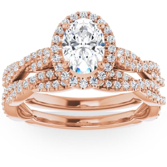 Pompeii 1 1/2 Ct Oval Halo Diamond Infinity Engagement Wedding Ring 14k Rose Gold