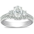 thumbnail image 1 of Pompeii 1 1/2 Ct Oval Shape Diamond Engagement Ring Wedding Set 14k White Gold (G,SI2-I1), 1 of 4