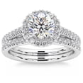 thumbnail image 1 of Pompeii 1 1/2 ct Diamond Halo Engagement Wedding Ring Set 14k White Gold  (G/H,I1-I2), 1 of 4