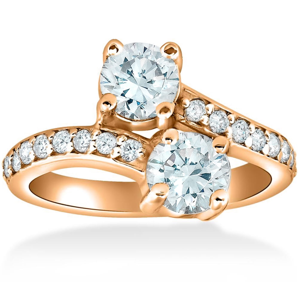 Pompeii 1 1 2 cttw Forever Us 2 Stone Diamond Engagement Forever Us Ring 14k Rose Gold Walmart