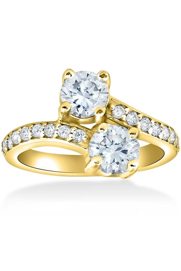 Pompeii 1 1/2 cttw Forever Us 2-Stone Diamond Engagement Forever Us Ring 14k Yellow Gold
