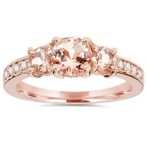 Pompeii 1 1/2CT Morganite & Diamond 3-Stone Engagement Ring 14K Rose Gold (G-H,I1-I2)