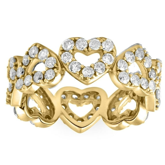 Pompeii 1 1/2Ct Diamond Heart Shaped Eternity Ring in White, Yellow, or Rose Gold