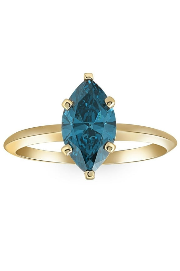 1 1/2Ct Marquise Solitaire Diamond Engagement Ring White, Yellow Gold Lab Grown