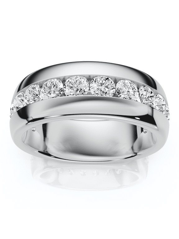 Pompeii 1 1/2Ct Men's Diamond Wedding Anniversary Ring 10k Gold Channel Set Lab Grown