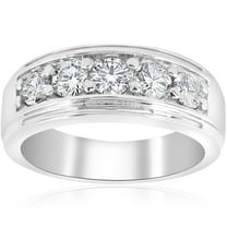 Pompeii 1 1/2Ct Men's Diamond Wedding Anniversary Ring in 10k Gold Lab Grown Five Stone