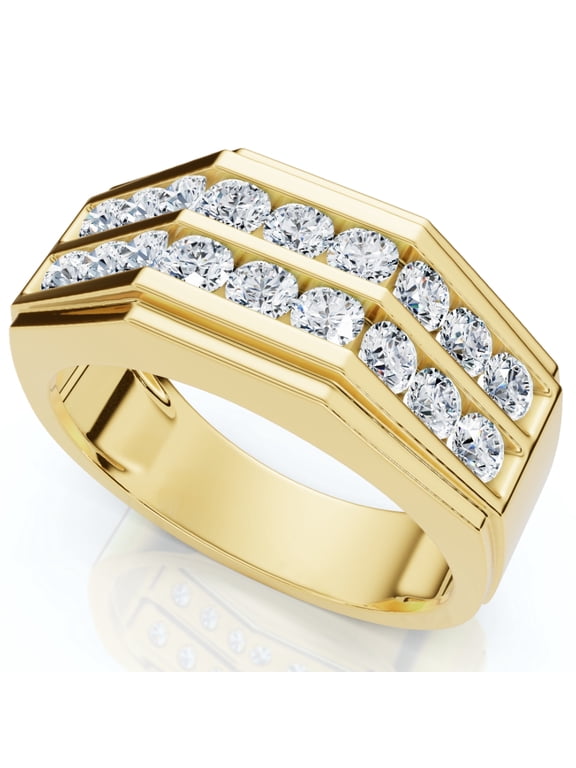 Pompeii 1 1/2Ct Men's Multi-Row Diamond Ring in 10k Yellow Gold (G/H,I1-I2)