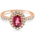 thumbnail image 1 of Pompeii 1 1/2Ct Oval Ruby Halo Diamond Ring 14k Gold Lab Grown (G/H,VS1-VS2), 1 of 5