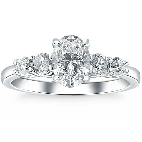 Pompeii 1 1/2Ct TW Oval Cut Engagement Ring 14k White Gold Lab Grown (G/H,VS1-VS2)