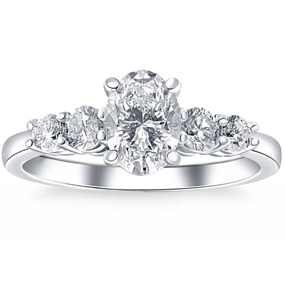 Pompeii 1 1/2Ct TW Oval Cut Engagement Ring 14k White Gold Lab Grown (G/H,VS1-VS2)