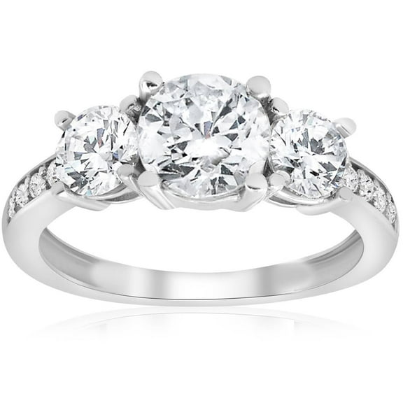 Pompeii 1 1/2ct 3-Stone Diamond Engagement Ring 14K White Gold (G/H,I2-I3)