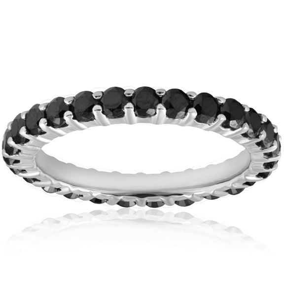 Pompeii 1 1/2ct Black Diamond Eternity Ring 14K White Gold (Black,)